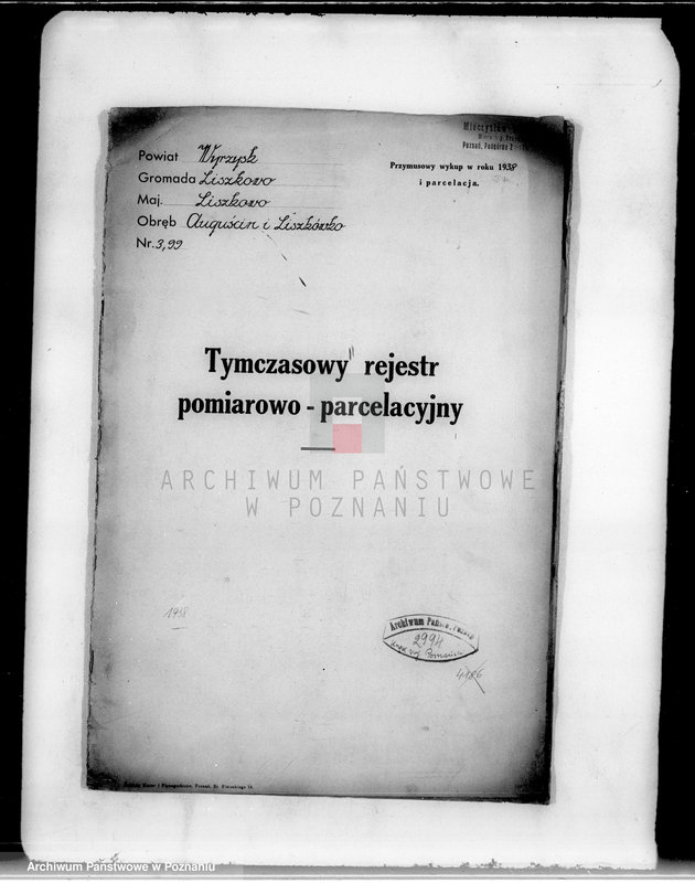 Obraz 4 z jednostki "Tymczasowy rejestr pomiarowo-parcelacyjny majątku Liszkowo powiatu wyrzyskiego"