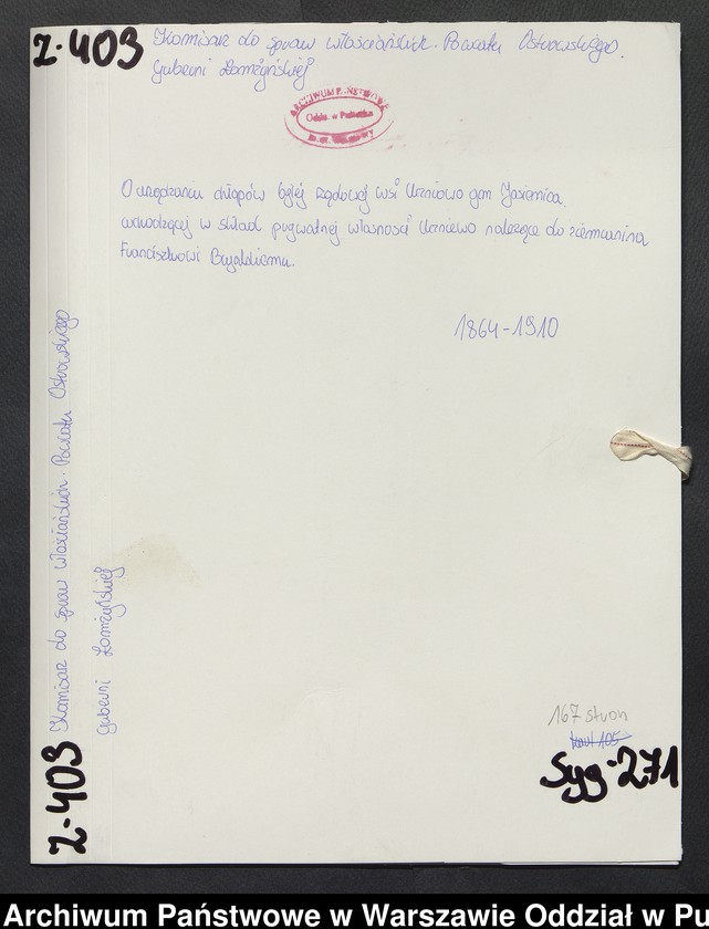 image.from.unit.number "O urządzaniu chłopów byłej rządowej wsi Uczniewo, gm. Jasienica wchodzącej w skład prywatnej własności Uczniewo należące do ziemianina Franciszkowi Bujalskiemu"