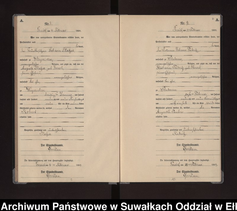 image.from.unit.number "Geburts-Neben-Register des Königlichen Preussischen Standes-Amtes Gneist Kreis Lötzen"