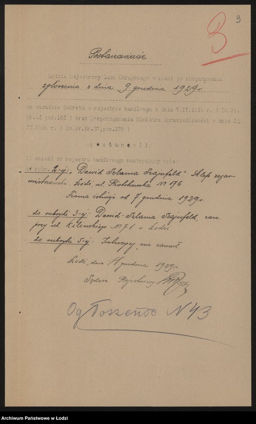 Obraz 5 z jednostki "Dawid Szlama Szajnfeld- sklep zegarmistrzowski"