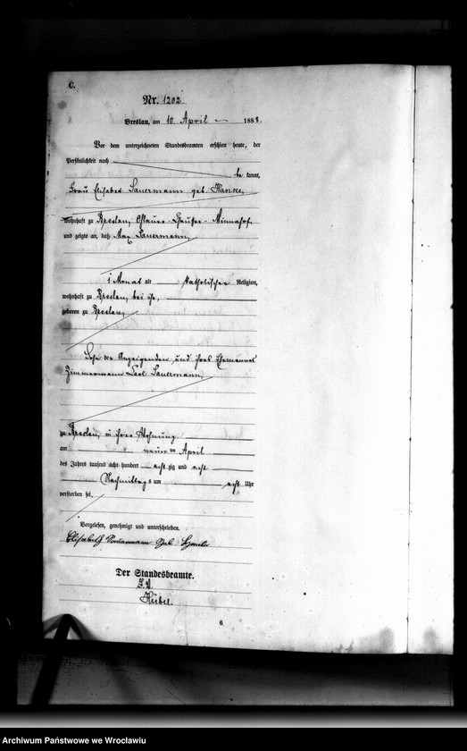 image.from.unit.number "Sterbe-Haupt-Register Breslau II 1888 Band 4"