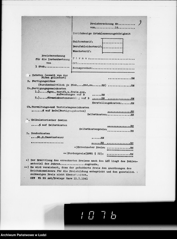 Obraz 13 z jednostki "Kriegsauftrag J.S 374 94 Patronentaschen [dla Heeresbekleidungsamt Litzmannstadt]"