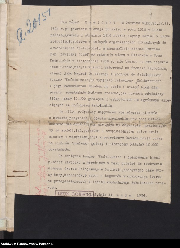 Obraz 7 z jednostki "Lista członków Związku Powstańców Wielkopolskich przesłane przez hitlerowców S.D. - Toruń do S.D. - Leitabschnitt - Poznań."