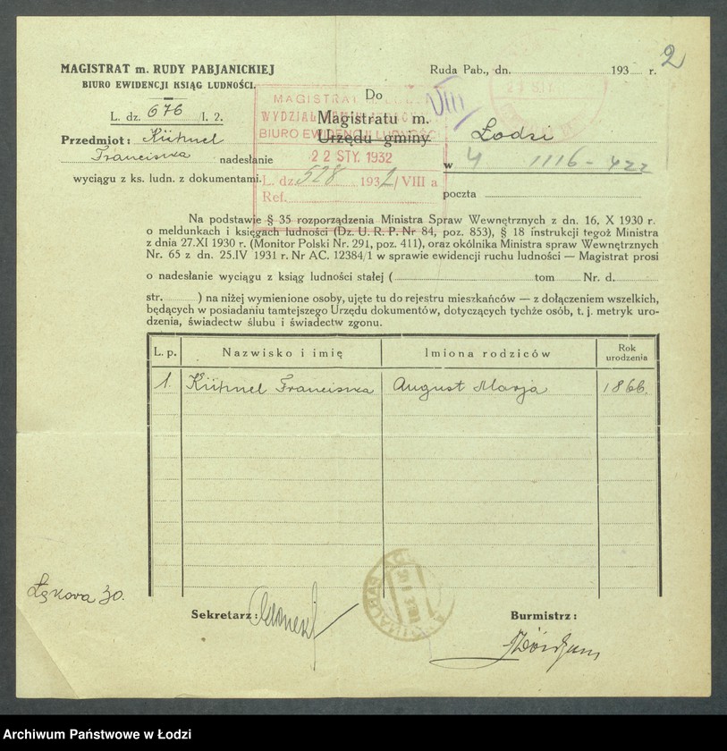 Obraz 4 z jednostki "Dowody metrykalne stałych mieszkańców m. Łodzi nr domu 1116-1122"