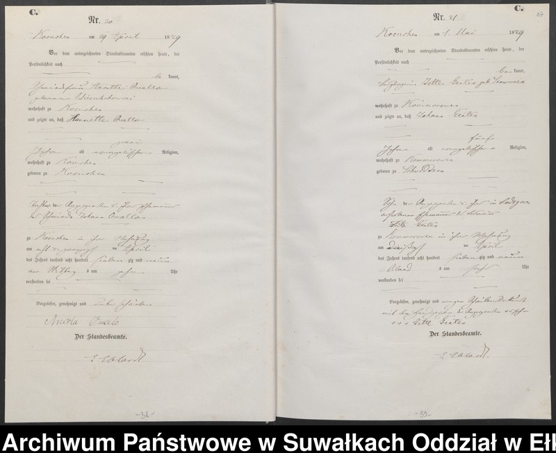 image.from.unit.number "Sterbe-Haupt-Register des Königlich Preussischen Standes-Amtes Belzonzen Kreis Johannisburg"