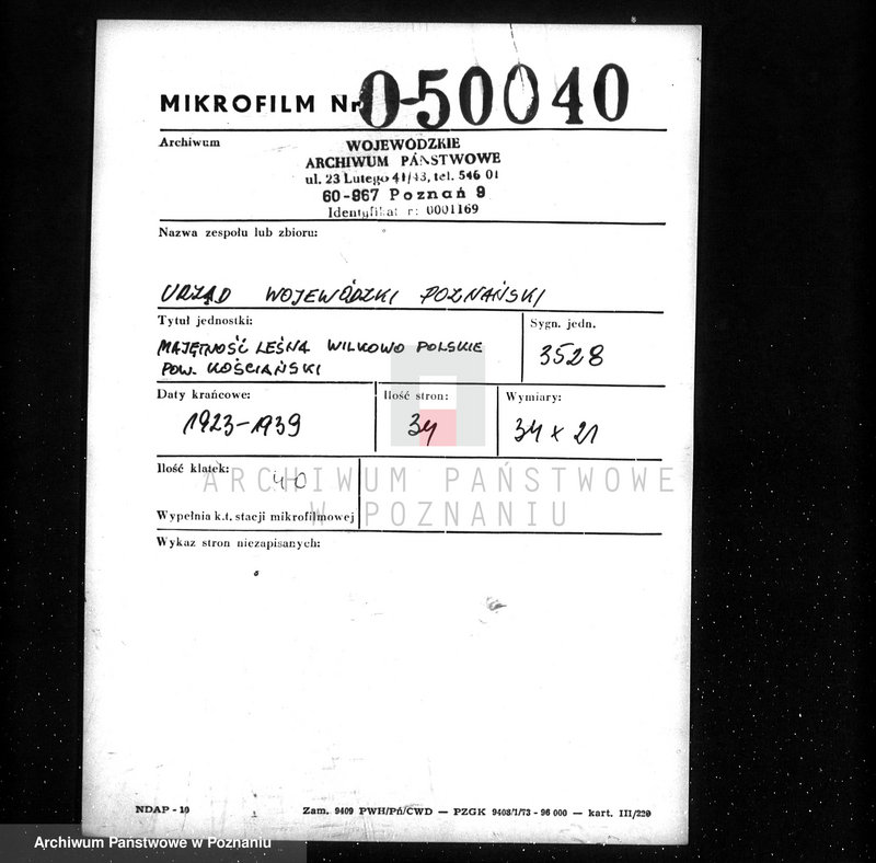 Obraz 2 z jednostki "Majętność /leśna/ Wilkowo Polskie powiat kościański"