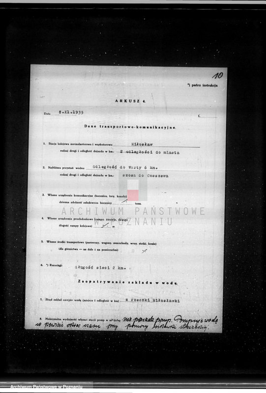 Obraz 15 z jednostki "Kwestionariusz Gazowni Miejskiej w Milosławiu powiat wrzesiński"