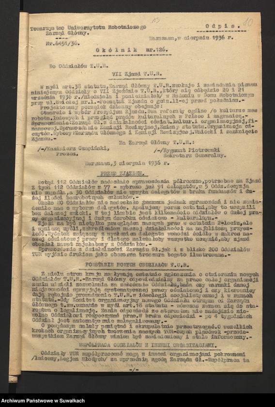 image.from.unit.number "[Wykaz związków zawodowych istniejących w powiecie wg. stanu na dzień 1. I 1937 r. oraz korespondencja]"