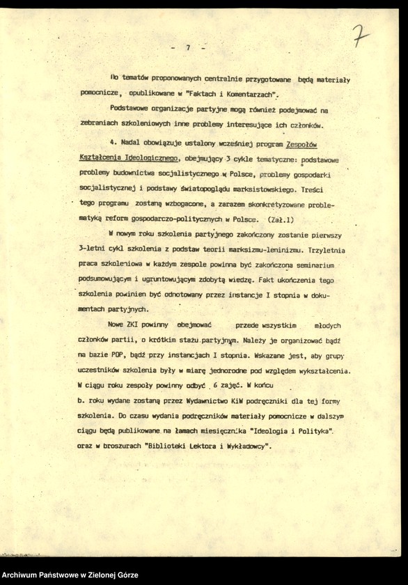 image.from.unit.number "Szkolenie partyjne. Wytyczne sekretariatu KC na lata 1988/1989, ocena przebiegu kampanii w latach 1976/1977, założenia na 1977/1978, informacja o szkoleniu 1978/1979, ocena szkolenia 1987/1988, ocena agitacji w 1978 r."