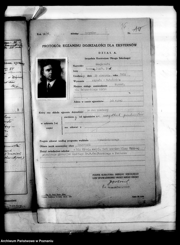 Obraz 20 z jednostki "Prywatne Gimnazjum Czajkowskiego- Poznań [protokół egzaminu dojrzałości]"