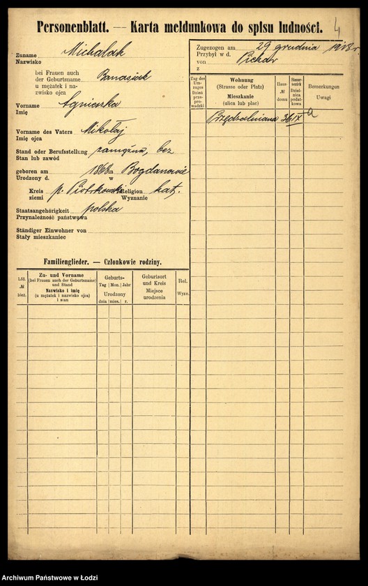 Obraz 6 z jednostki "[Spis ludności Łodzi] Michalak"