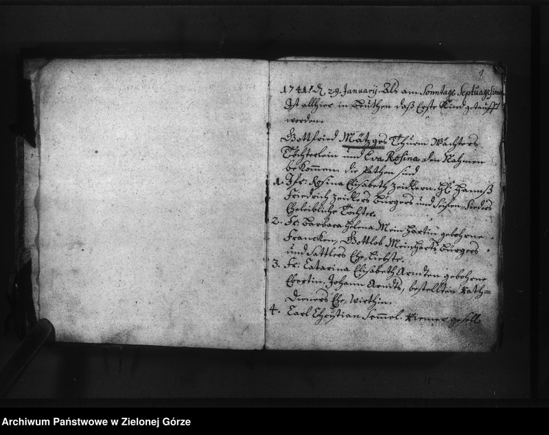 Obraz z jednostki "Taufbuch Vom 29 Januar bis mit 29 Decbr und des Trau Register pro 1741, 1742, 1743"