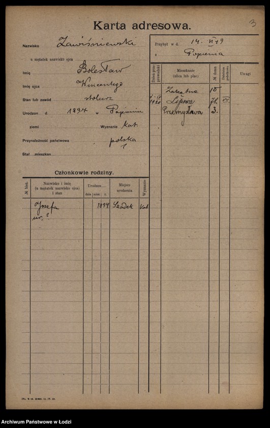 Obraz 5 z jednostki "[Spis ludności Łodzi] Zawisłowski - Zdunek"