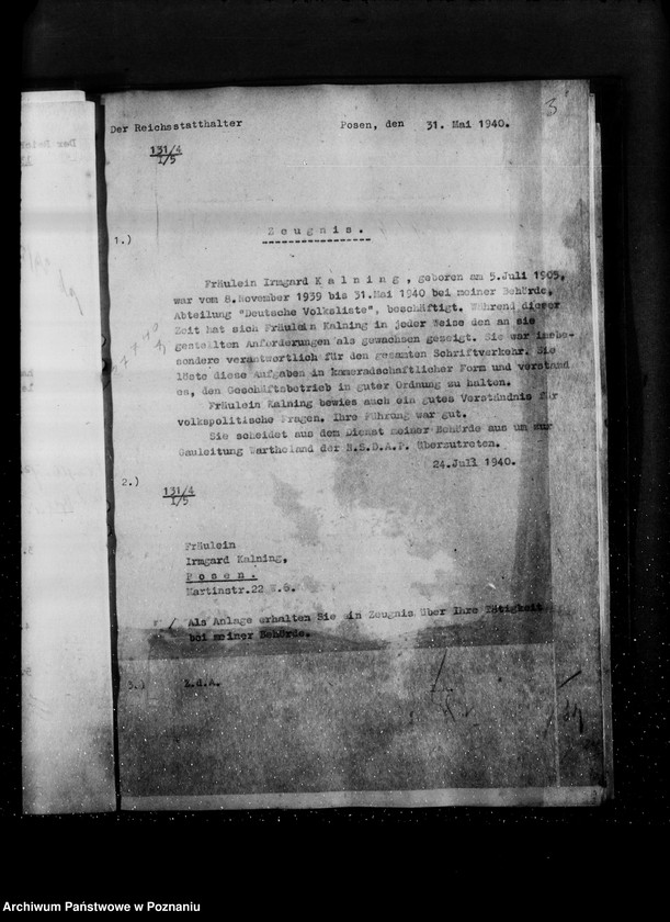 Obraz 7 z jednostki "Angestellten der Zentralstelle "Deutsche Volksliste" Posen"