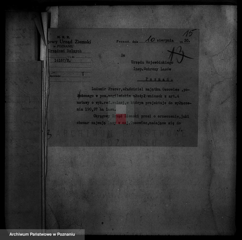 Obraz 19 z jednostki "Majętność /leśna Ossowiec/ powiat mogileński"