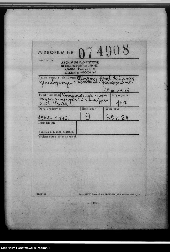 Obraz 2 z jednostki "[Korespondencja w sprawach organizacyjnych], Kreissippenamt Turek"