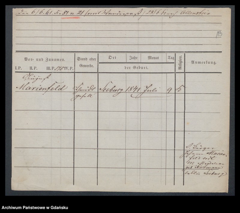 image.from.unit.number "Karty meldunkowe: Marienfeld - Markowz"