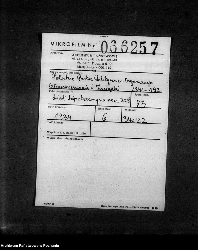 Obraz 2 z jednostki "List hipoteczny na rzecz Zjednoczenia Zawodowego Polskiego"