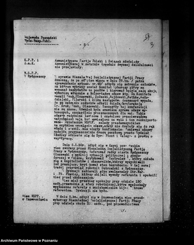 Obraz 7 z jednostki "Sprawozdania sytuacyjne tygodniowe za czas od 3 października do 31 października 1930 r. /nr 49-52/"