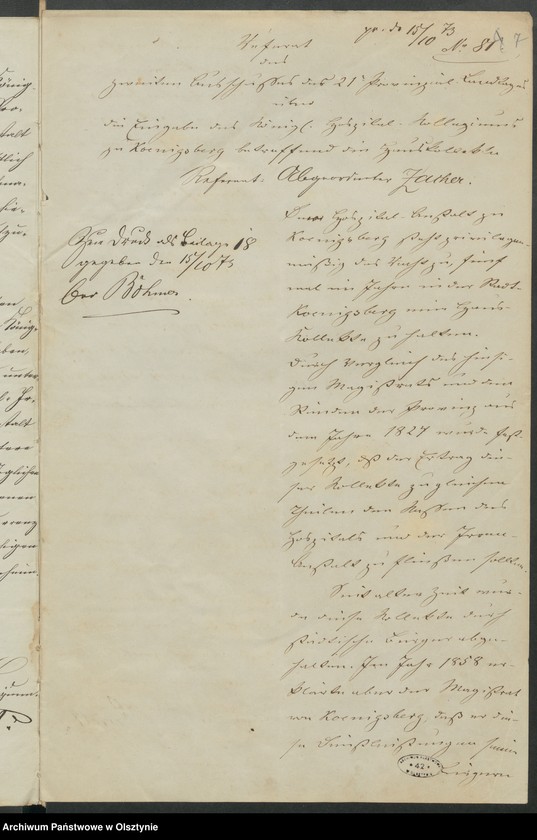 image.from.unit.number "Acta des 21ten Provinzial-Landtages der Stände des Königreichs Preußen. Die Aufhebung der vom hiesigen Königs Hospital in der Stadt Koenigsberg [Królewiec] erhobenen Haus Collecten"