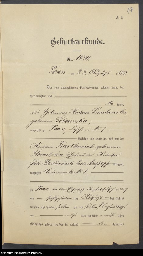 Obraz 19 z jednostki "Die von den Verlobten beigebrachten Urkunden zur Eheschliessung pro 1900"