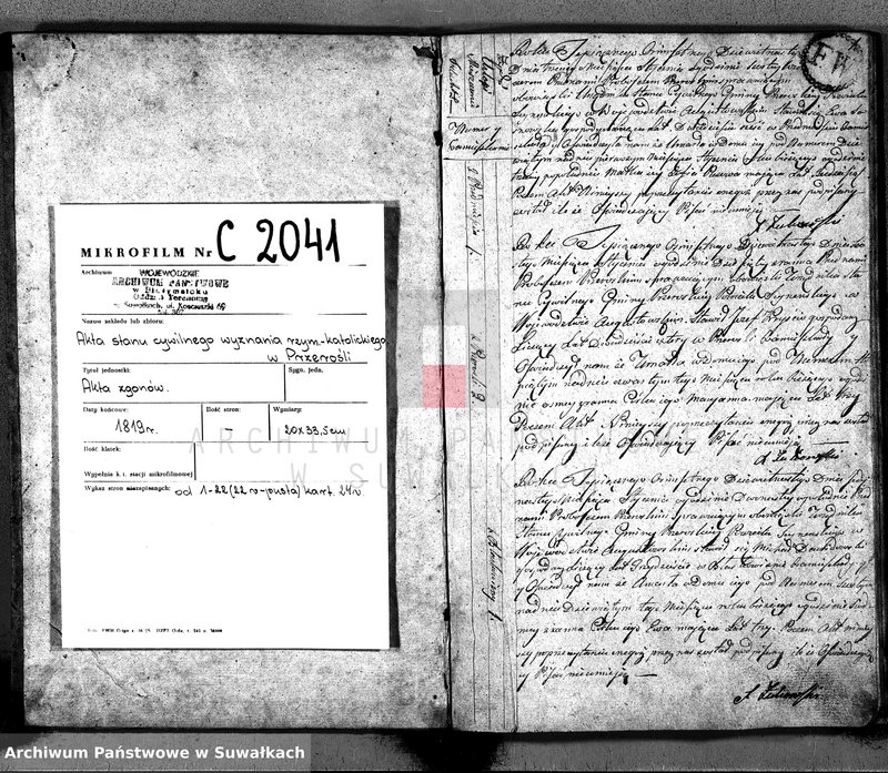 image.from.unit.number "Akta Zeszłych Gminy Przeroślskiey z Roku 1819 od 1- go Stycznia"