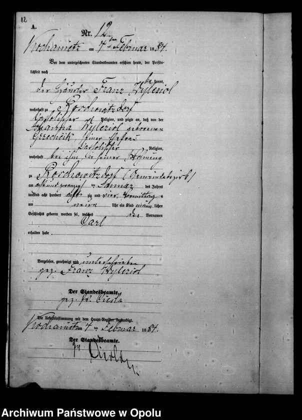 image.from.unit.number "Urząd Stanu Cywilnego Kochaniec Księga urodzeń rok 1884"