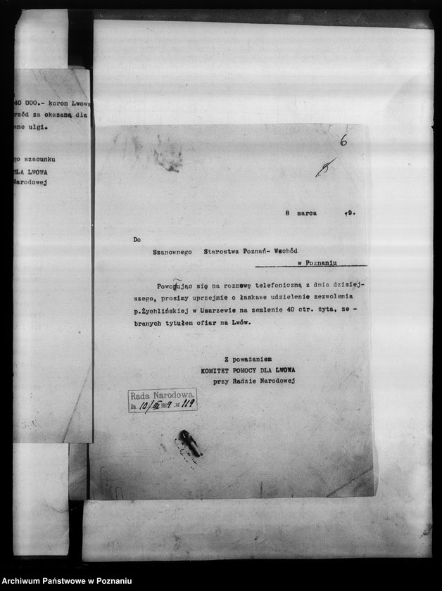 image.from.unit.number "Komitet Pomocy dla Lwowa i Wilna przy Radzie Narodowej w Poznaniu - korespondencja."