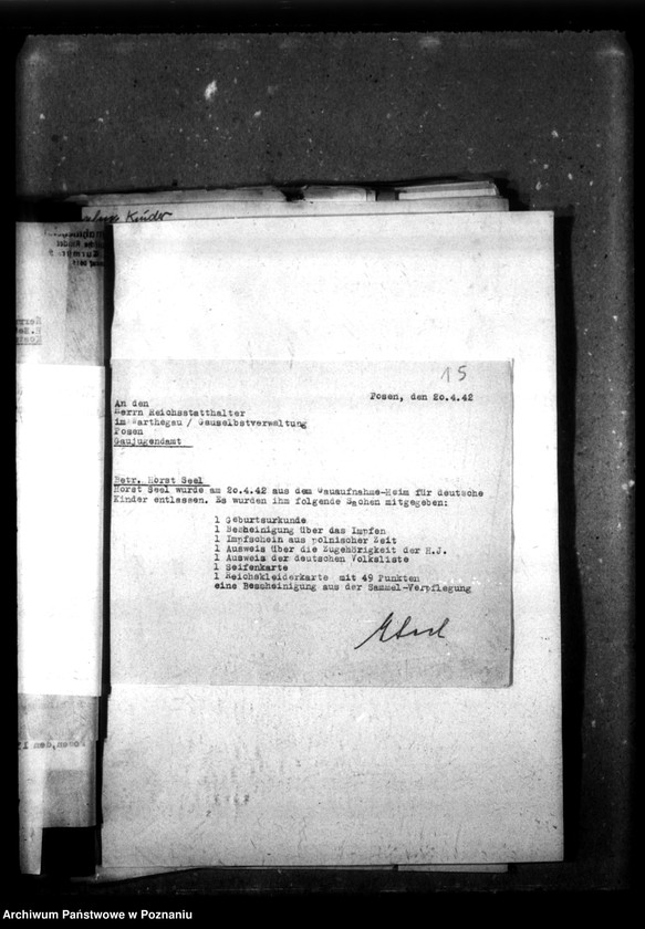 Obraz 19 z jednostki "Ehemalige Heimkinder von 1941 bis 30 V 1942, S-Z. [Przyjęcia i przekazania dzieci, litera S-Z]."