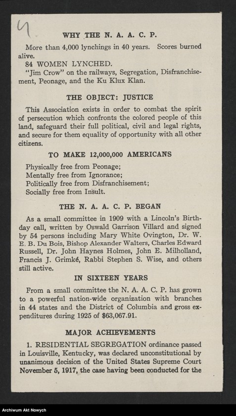 image.from.unit.number "National Association for the Advancement of Colored People (New York); Załączniki: prospekt; L.1"