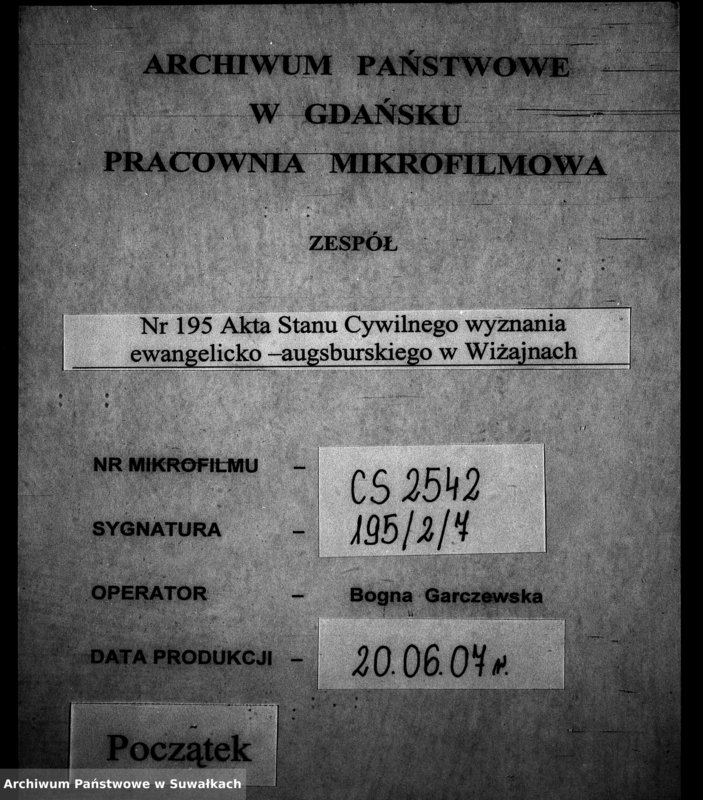 image.from.unit.number "Dowody do aktów małżeństw Parafii Ewangelickiey Wiżayny z roku 1850"