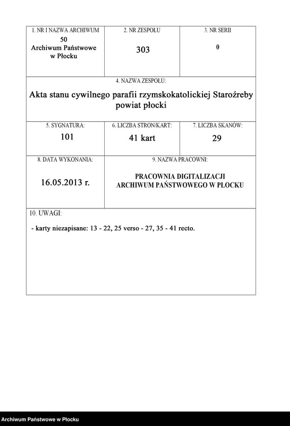 Obraz 1 z jednostki "Akta urodzeń, małżeństw i zgonów"