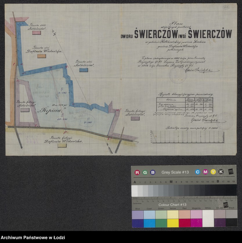 Obraz 1 z jednostki "Plan wspólnych pastwisk dworu Świerczów i wsi Świerczów ... w powiecie łaskim gminie Dąbrowa Widawska położonych"