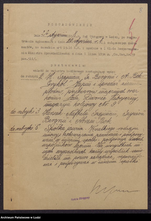 Obraz 10 z jednostki "Herszek Naftula Szajman, Szymon Bergrin, Abram Bok- kupno i sprzedaż ziemiopłodów, przetworów mącznych oraz komis"