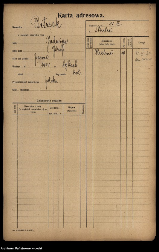 Obraz 8 z jednostki "[Spis ludności Łodzi] Pietrzak-Pietrzycki"