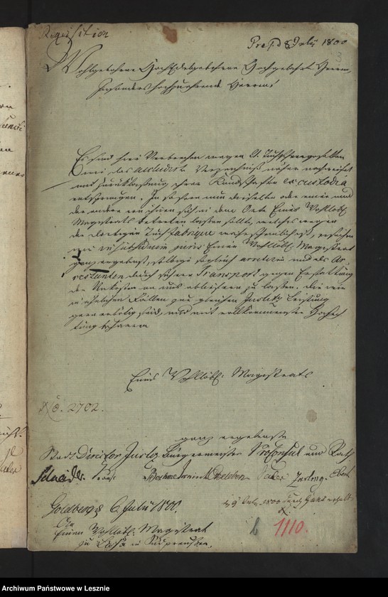 Obraz 5 z jednostki "[Requisition des Magistrats zu Goldberg betr. Nachlassenschaft des Schuhmachergesellen Hemme und betr. 21 entsprungenen Tuchmachergesellen]"