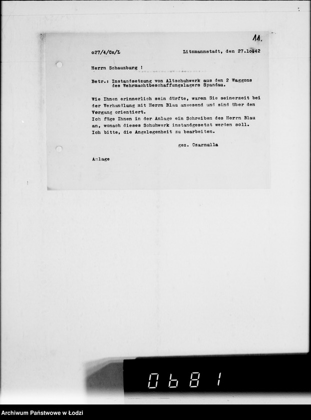 Obraz 15 z jednostki "Herrn Schaumberg.[Korespondencja wewnętrzna w sprawach realizacji zamówień, dostaw towarów i maszyn]"