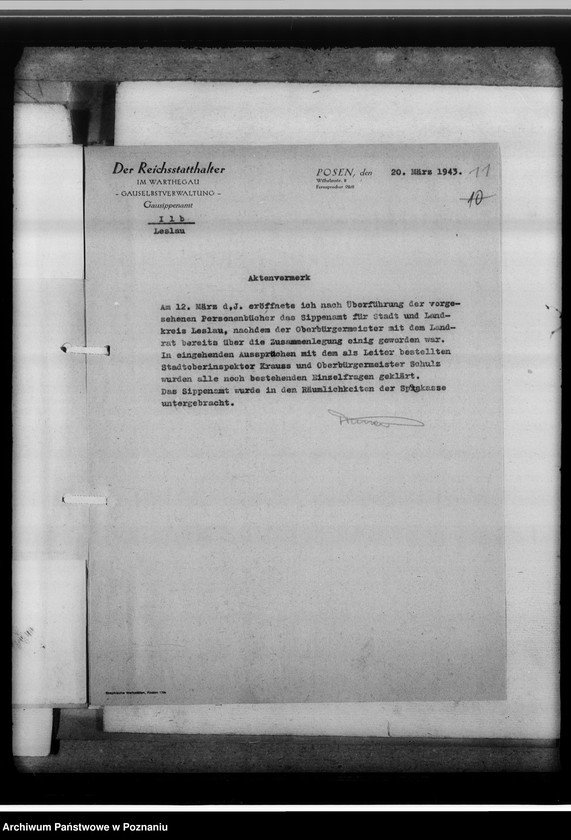 Obraz 15 z jednostki "[Korespondencja w sprawach organizacyjnych]- Sippenamt für Stadt- und Landkreis Leslau [Włocławek, województwo bydgoskie]"