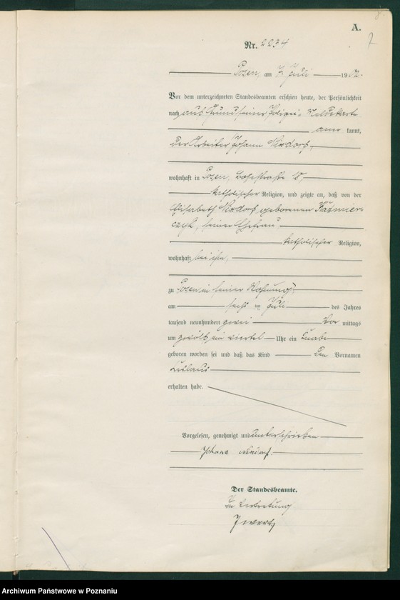 Obraz 10 z jednostki "Księga miejscowa urodzeń t. V"