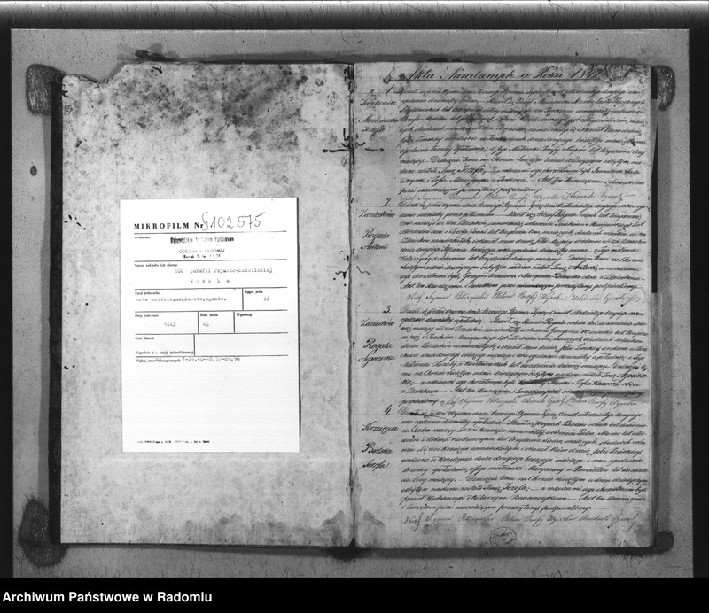 image.from.unit.number "Książka Duplikat Akt Cywilno - Religijnych Parafii Wysoka w powiecie Szydłowieckim Obwodzie Opoczyńskim Gubernij Sandomierskiey na rok 1842 sporządzona"