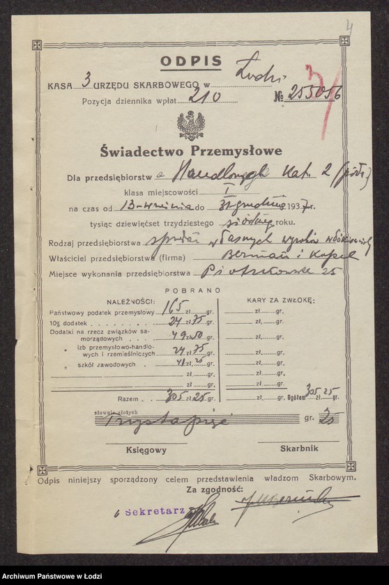 Obraz 6 z jednostki "Jakub Moszek Berman, Chawa Berman, Lajb Kopel- sprzedaż własnych wyrobów włókienniczych"