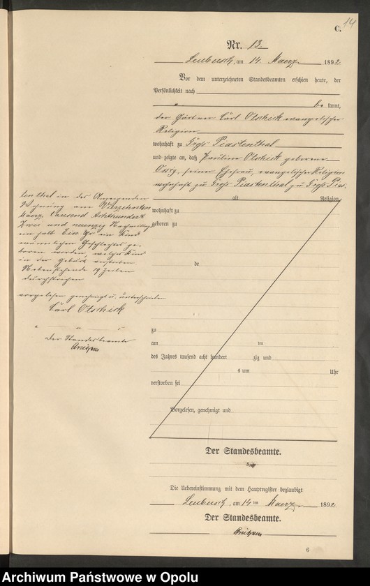 image.from.unit.number "Sterbe-Neben-Register Standes-Amt Leubusch 1892"