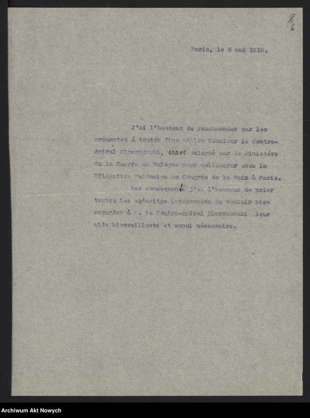 image.from.unit.number "Postulaty w sprawie otrzymania dostępu do morza, utworzenia marynarki wojennej i handlowej. Memoriały, wniosek, notatka, korespondencja"
