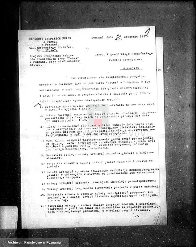 image.from.unit.number "Zatwierdzenie zakładu przemysłowego /zakłady chemiczne Firma Potas w Poznaniu/"