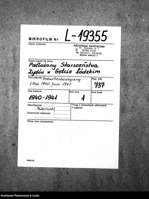 Obraz 2 z jednostki "Geburtenbewegung 1 Mai 1940 - 30 Juni 1941"