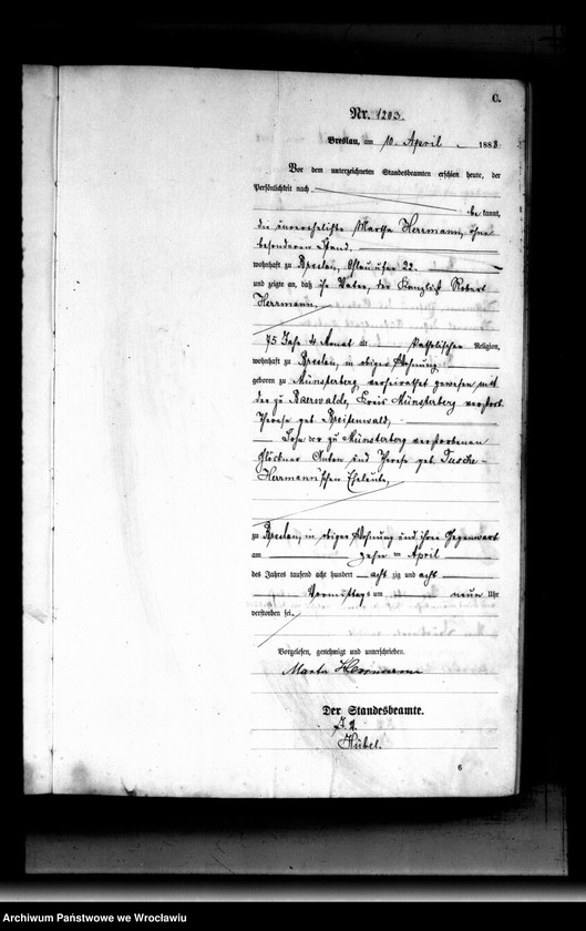 image.from.unit.number "Sterbe-Haupt-Register Breslau II 1888 Band 4"