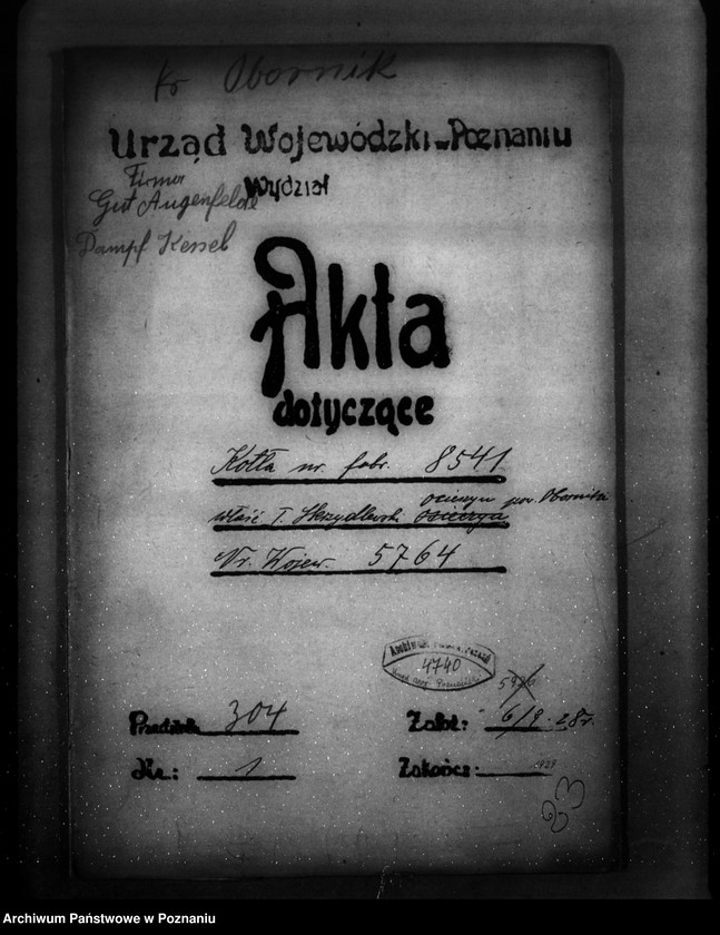 Obraz 4 z jednostki "Majętność Ocieszyn pow. obornicki, własność Skrzydlewski nr woj. kotła 8541"