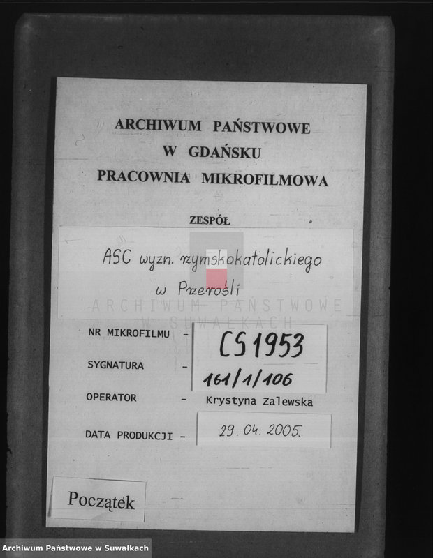 Obraz 2 z jednostki "Księga urodzeń, małżeństw, zejścia 1897 r. Przerośl"