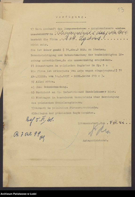 Obraz 15 z jednostki "Mendel Mordka Zyskind - sprzedaż towarów manufakturowych"