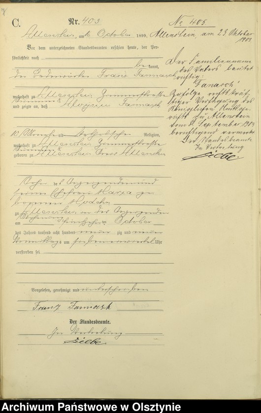 image.from.unit.number "Sterbe-Haupt-Register Tom II,Nr 400 - 529"